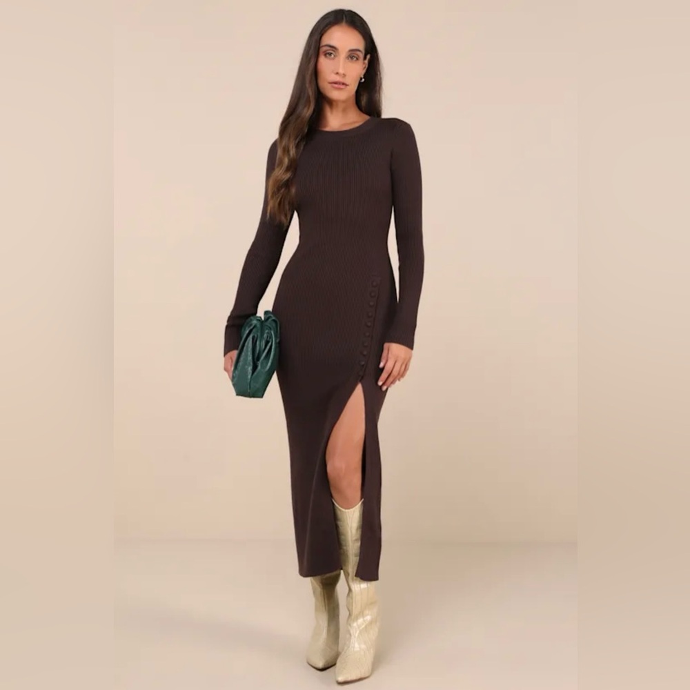 Lulu's Ribbed Knit Sweater in Brown - Refined Attitude